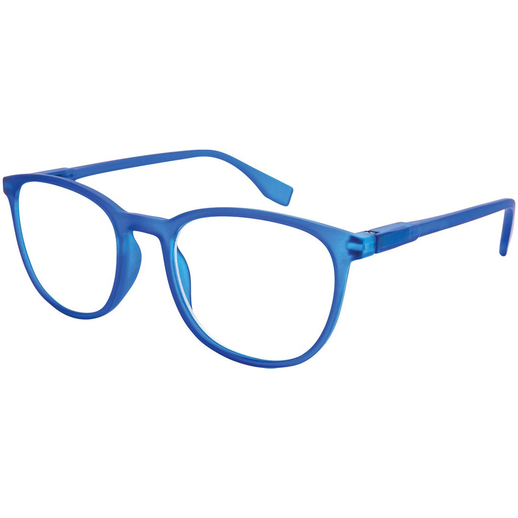 Logan Square Blue Block Reading Glasses with Magnification – Black Ice