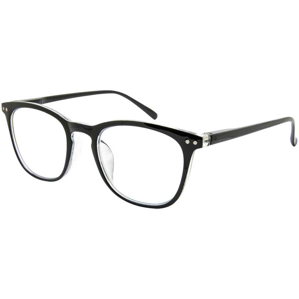 Ramsey Black Square Blue Block Reading Glasses with Magnification ...